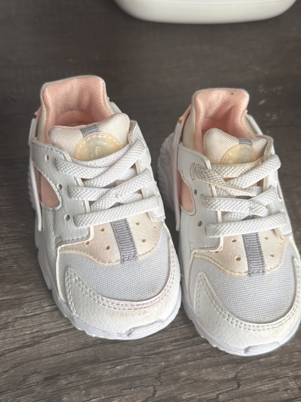 Nike Kids White and Light Pink Sneakers